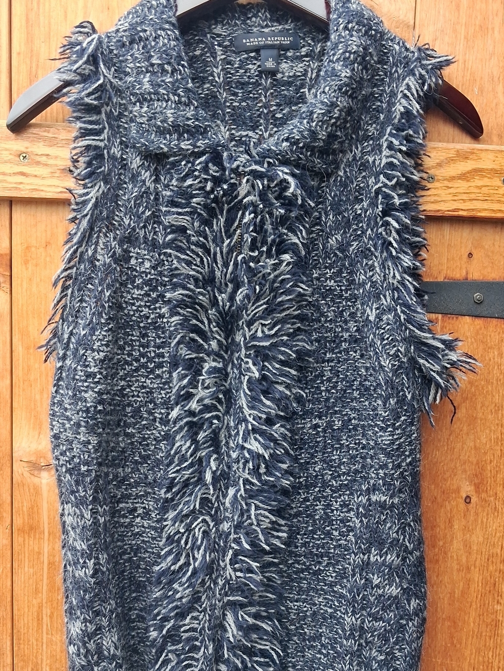 Banana Republic Navy Heather Fringe Knit Vest
